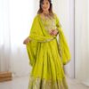 Lime Green Lehenga Choli with Foil Work Border