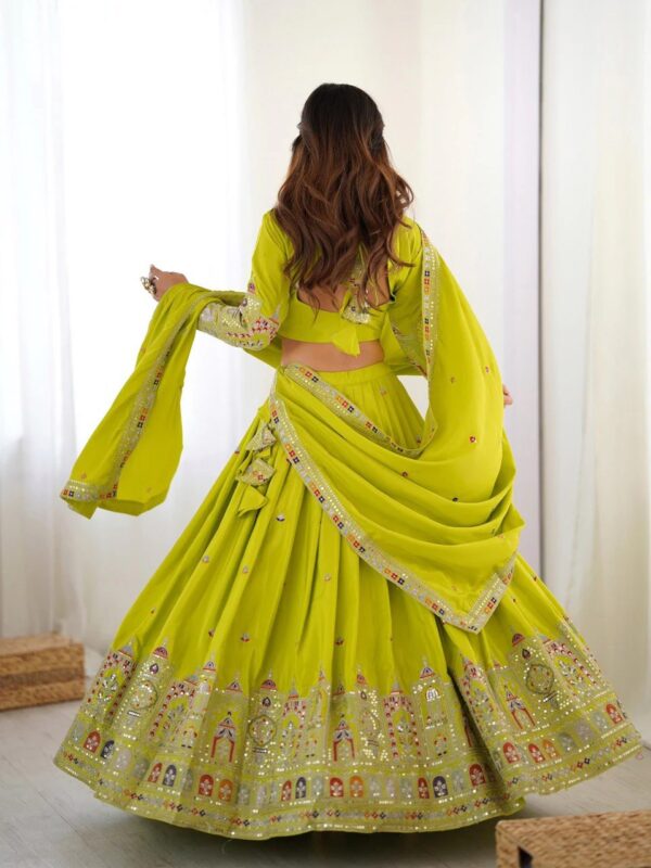 Lime Green Lehenga Choli with Foil Work Border