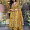 Yellow Floral Printed Cotton Blend Kurta, Pant & Dupatta Set