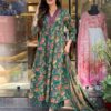 Green Floral Printed Cotton Blend Kurta, Pant & Dupatta Set
