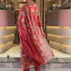 Red Floral Printed Cotton Blend Kurta, Pant & Dupatta Set