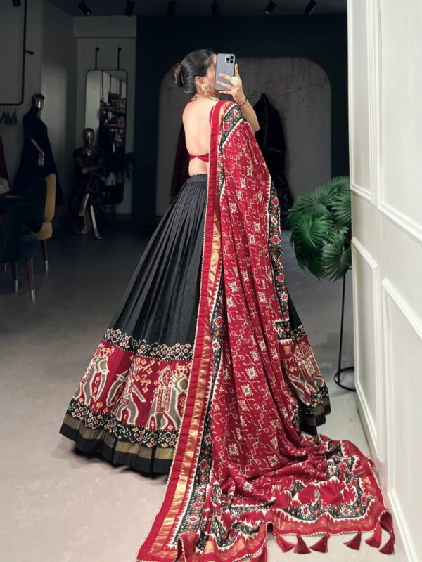 Black & Red Chinon Embroidered Sequence Work Lehenga Set