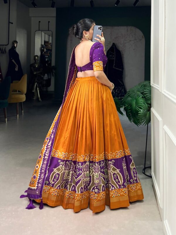 Purple & Yellow Chinon Embroidered Sequence Work Lehenga Set