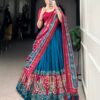 Blue & Pink Chinon Embroidered Sequence Work Lehenga Set