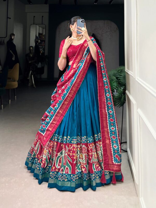Blue & Pink Chinon Embroidered Sequence Work Lehenga Set