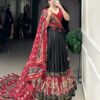 Black & Red Chinon Embroidered Sequence Work Lehenga Set