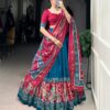 Blue & Pink Chinon Embroidered Sequence Work Lehenga Set