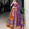 Purple & Yellow Chinon Embroidered Sequence Work Lehenga Set