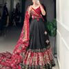Black & Red Chinon Embroidered Sequence Work Lehenga Set