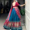 Blue & Pink Chinon Embroidered Sequence Work Lehenga Set