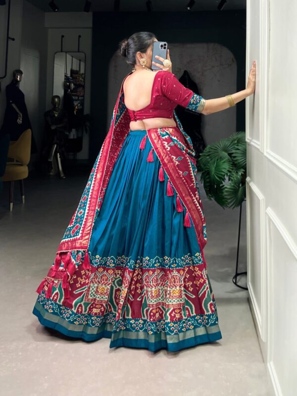 Blue & Pink Chinon Embroidered Sequence Work Lehenga Set