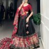 Black & Red Chinon Embroidered Sequence Work Lehenga Set