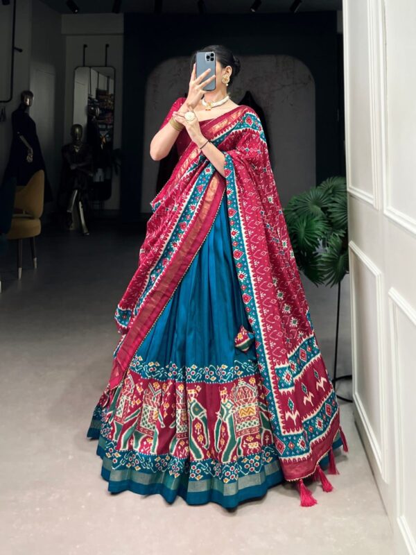 Blue & Pink Chinon Embroidered Sequence Work Lehenga Set