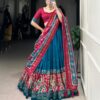 Blue & Pink Chinon Embroidered Sequence Work Lehenga Set