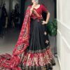 Black & Red Chinon Embroidered Sequence Work Lehenga Set