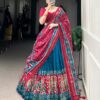 Blue & Pink Chinon Embroidered Sequence Work Lehenga Set