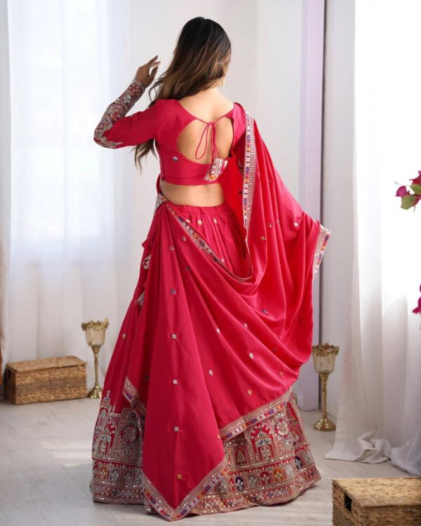 Pink Lehenga Choli with Foil Work Border