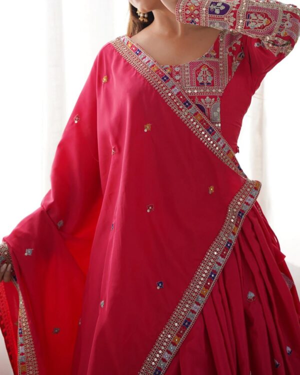 Pink Lehenga Choli with Foil Work Border