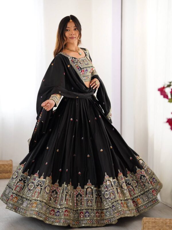 Black Lehenga Choli with Foil Work Border
