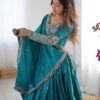 Sea Green Lehenga Choli with Foil Work Border