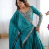 Sea Green Lehenga Choli with Foil Work Border