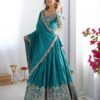 Sea Green Lehenga Choli with Foil Work Border