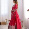 Pink Lehenga Choli with Foil Work Border