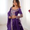 Purple Lehenga Choli with Foil Work Border