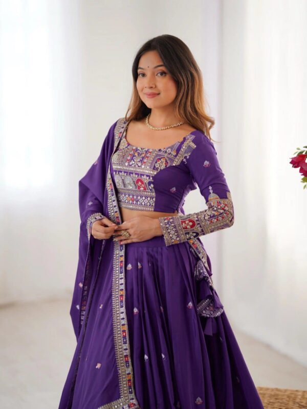 Purple Lehenga Choli with Foil Work Border