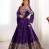 Purple Lehenga Choli with Foil Work Border