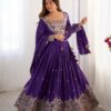 Purple Lehenga Choli with Foil Work Border