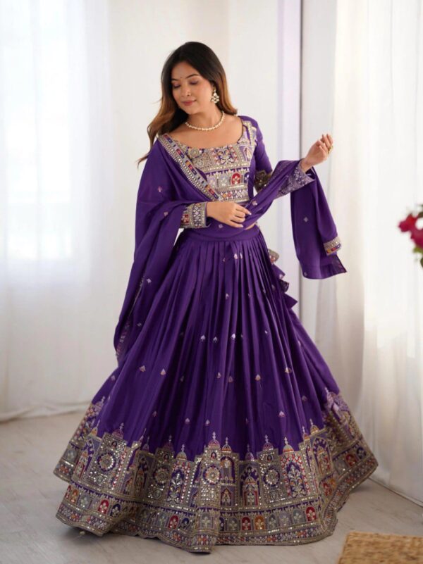 Purple Lehenga Choli with Foil Work Border