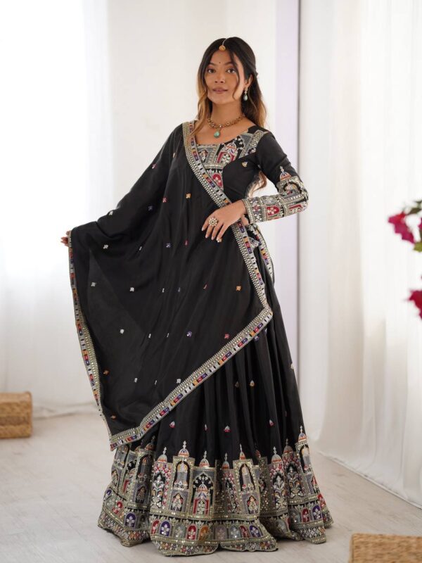 Black Lehenga Choli with Foil Work Border