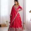Pink Lehenga Choli with Foil Work Border