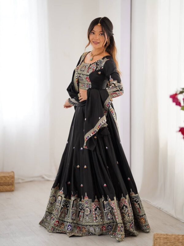 Black Lehenga Choli with Foil Work Border