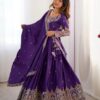 Purple Lehenga Choli with Foil Work Border