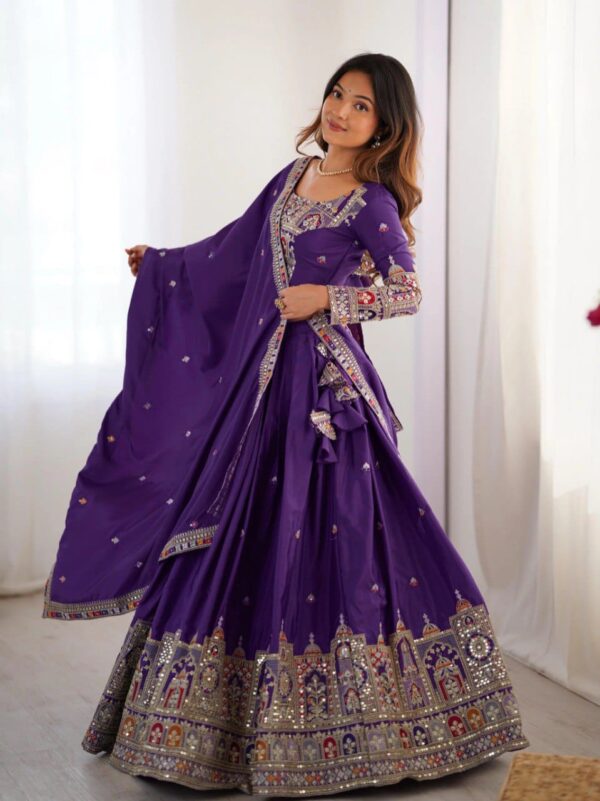 Purple Lehenga Choli with Foil Work Border