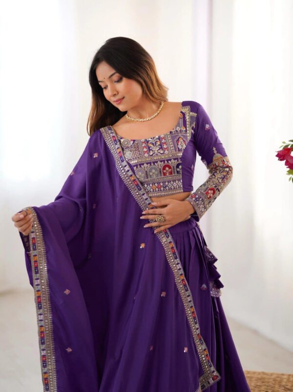 Purple Lehenga Choli with Foil Work Border