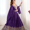 Purple Lehenga Choli with Foil Work Border