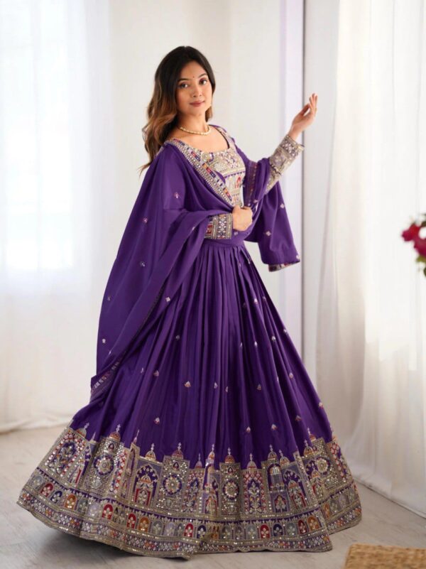 Purple Lehenga Choli with Foil Work Border