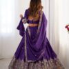 Purple Lehenga Choli with Foil Work Border
